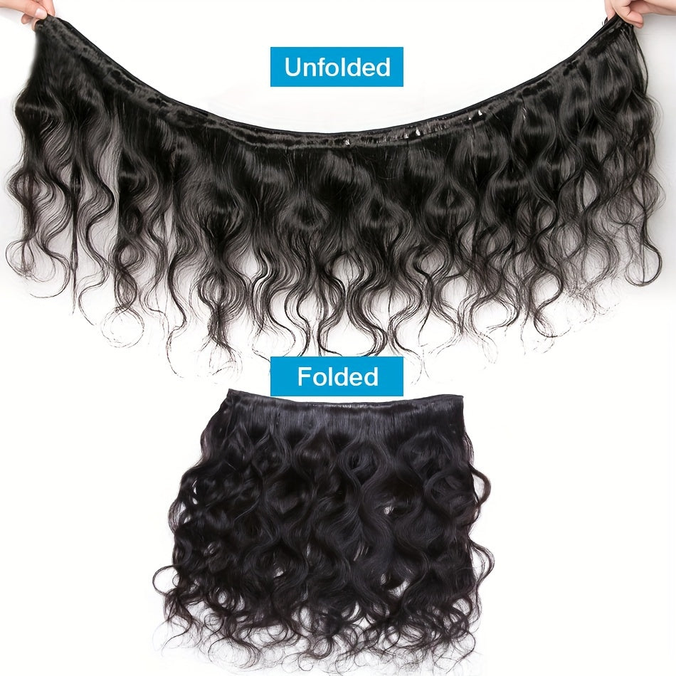 Body Wave 4 Bundles with Closure Brazilian 12A Unprocessed Virgin Human Hair 4x4 Free Part Closure Body Wavy Human Hair Bundles with Closure Natural Color Free Part HD Lace Transparent